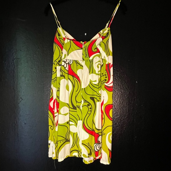 Manuhealii Vibrant Red and Green Camisole Dress - Picture 2 of 6